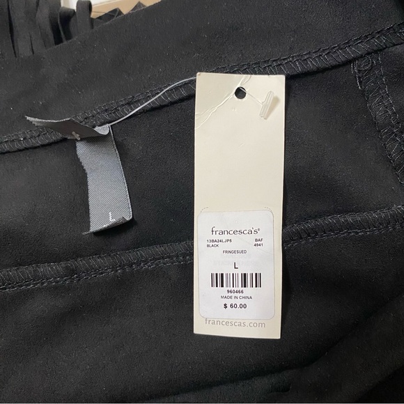 Francesca’s black suede western fringe skirt festival boho country size large - Picture 8 of 9